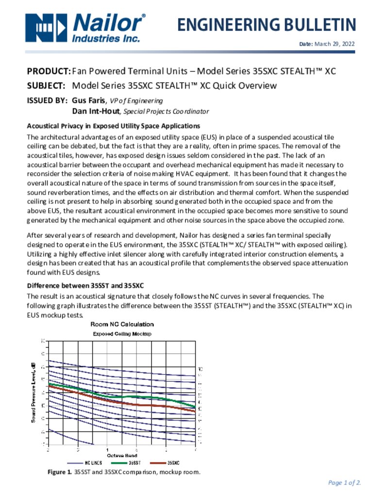 Fan Powered Terminal Units Model Series 35SXC Stealth™ XC