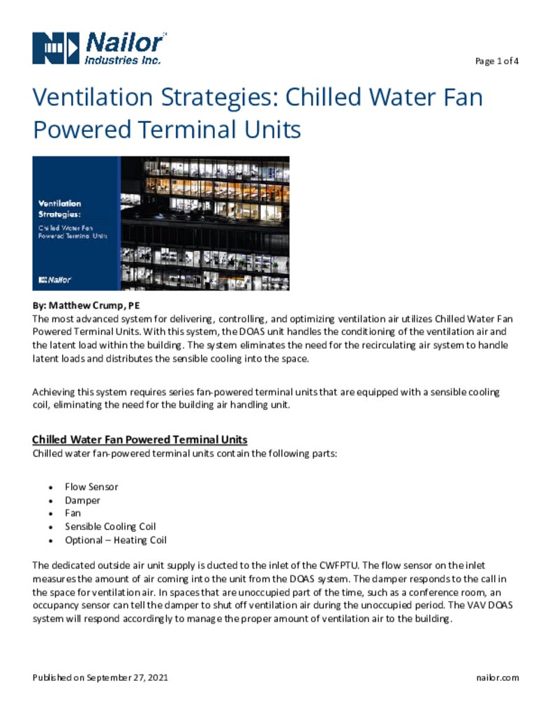 Ventilation Strategies Chilled Water Fan Powered Terminal Units